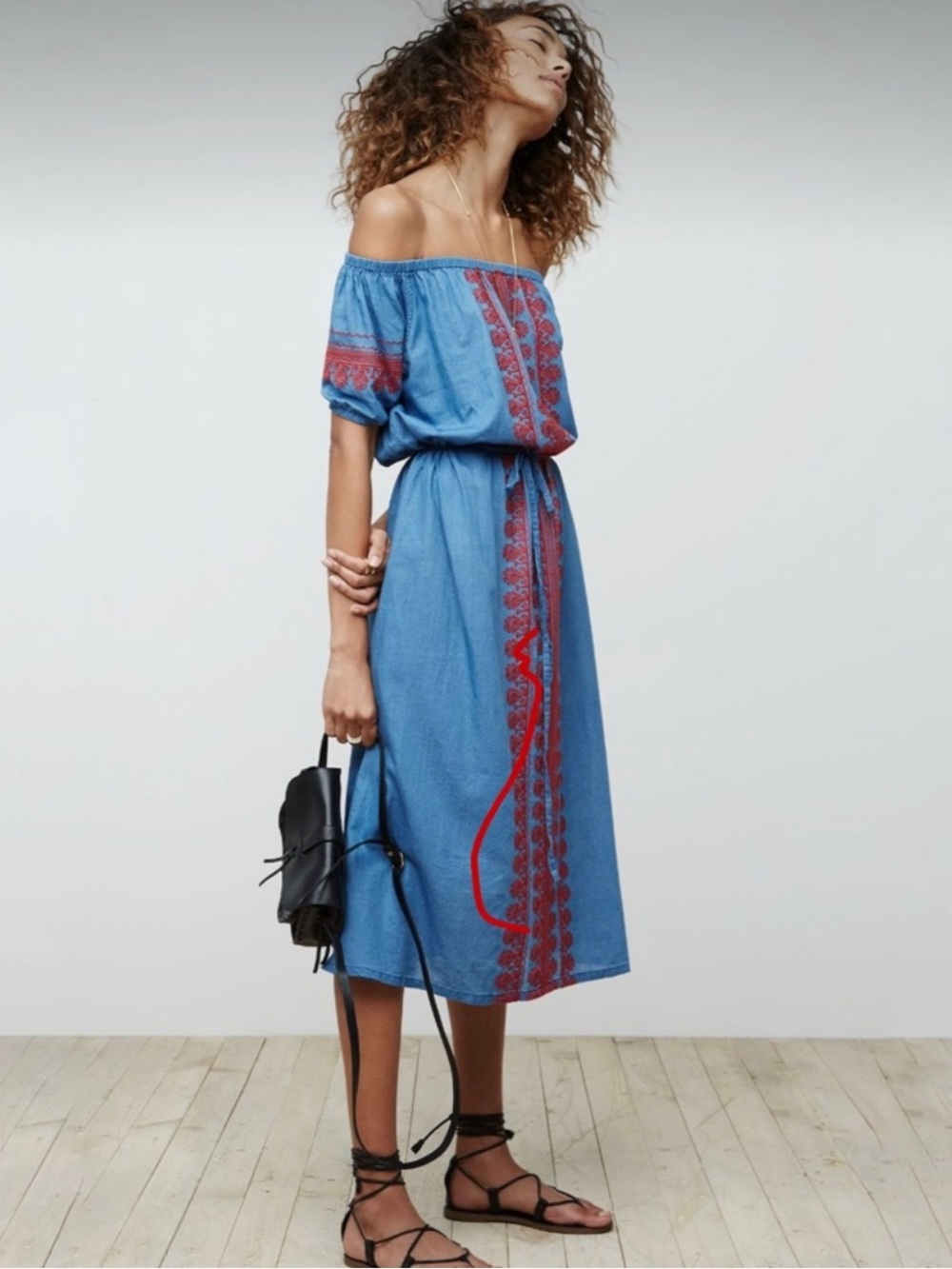 Madewell Mercado Embroidered Indigo Dress Size XS Cotton